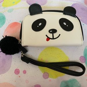 SOLD Cute Panda Wallet Wristlet Pom Pom